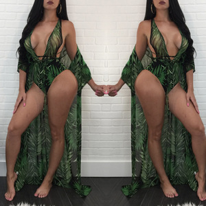 <strong>Cover</strong> <strong>Ups</strong> <strong>Swimwear</strong> Deep V Two Piece Swimsuit Women Leaf Printing Bathing Suit <strong>Cover</strong> <strong>Ups</strong> for Woman - Product Image 5