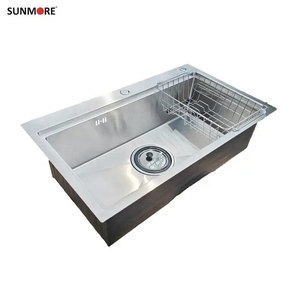 SUS304 Stainless Steel Single Bowl Kitchen <b>Sink</b> Topmounted <b>Drainer</b> Undermount Installation Two Holes Warranty 3 Years - Product Image 2