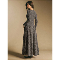 Robe moulante à manches longues à imprimé floral, col rond, boutonnée, en coton tricoté, style européen et américain pour femmes