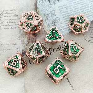 Ensemble <span class=keywords><strong>de</strong></span> dés polyédriques en alliage <span class=keywords><strong>de</strong></span> zinc massif, peints à la main, style cyberpunk, émail vert, pour jeux <span class=keywords><strong>de</strong></span> rô<span class=keywords><strong>le</strong></span> (Dungeons & Dragons) - Product Image 6