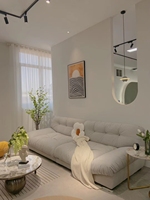 Canapé modulaire Cloud avec tissu en daim et plumes de duvet, structure en bois de pin, luxe moderne pour appartement et villa