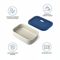Conteneur rectangulaire en silicone de qualité alimentaire premium de 1300 ml, à compartiment unique, compatible micro-ondes, avec aération