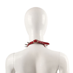 Mainan seks pengekang kulit asli Spiked merah hitam biru untuk wanita dan pria Set Kerah BDSM Juguetes seksual - Product Image 6