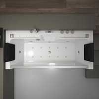 Baignoire moderne en acrylique pour 2 personnes Baignoire de massage à jet tourbillon avec verre Baignoire de salle de bain autoportante