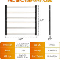 720W Led Opvouwbare Dimbare Led-Plant Kweeklicht Vol Spectrum Voor Plantengroei Binnenshuis
