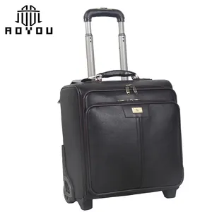 New fashion High Quality Genuine Leather Lugagge Carry-on Trolley Luggage with low price