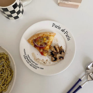 Solhui ins-plato de postre de cerámica con letras coreanas de París, vajilla creativa de comida para desayuno - Product Image 2