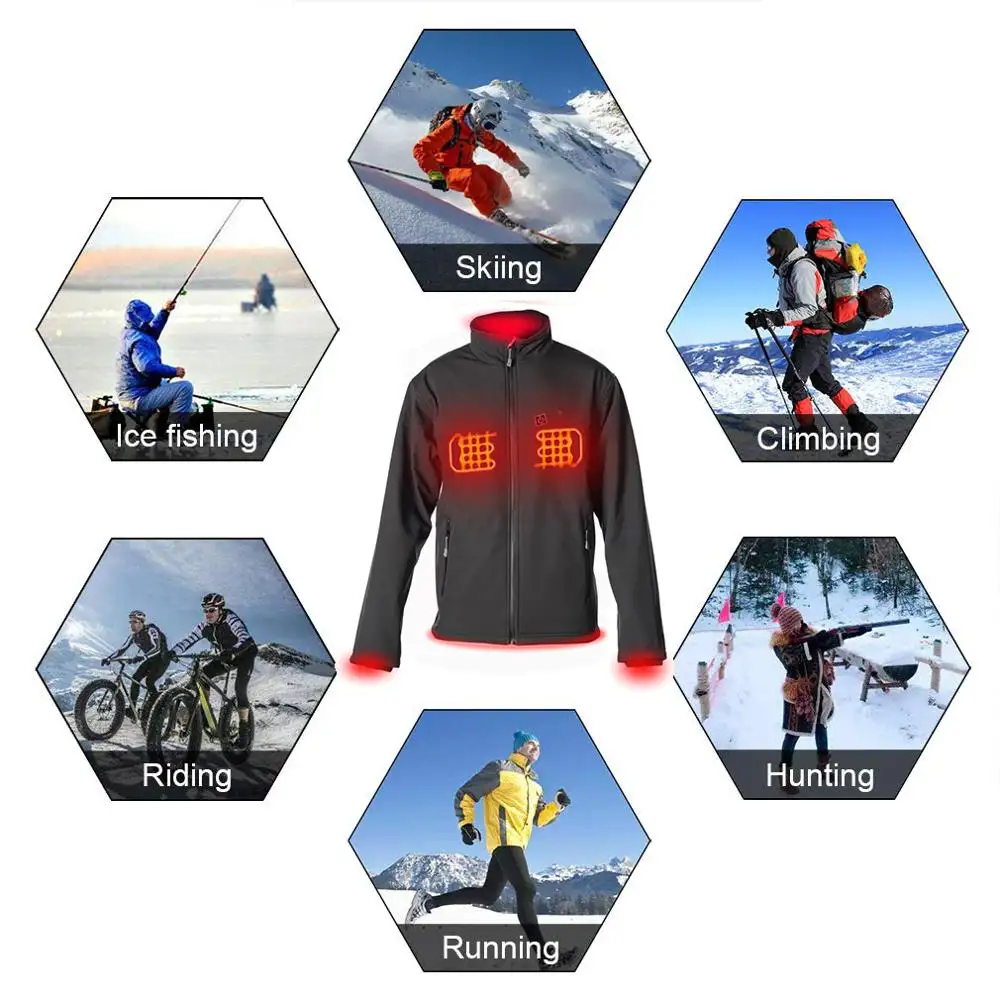 गर्म सर्दियों पहनने के साथ बैटरी संचालित संचालित मोटरसाइकिल गरम जैकेट कपड़े लाइनर हीटर अंदर