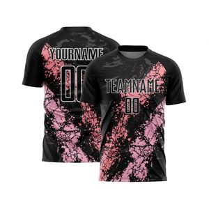 Camiseta de Fútbol Negra y Rosa para Hombre, Manga Corta, Ligera, Transpirable, Uniforme Deportivo para Entrenamiento y Partidos - Product Image 1