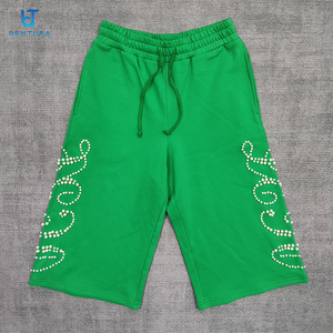 BENTURA Streetwear Manufacturer Men's Jogger Sports Sweatpants Custom Beaded French Terry Baggy SS22 Sweat 3/4 <strong>Shorts</strong> For Men - Product Image 1