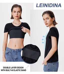 Hot Selling Comfortable Tomboy Transgender <strong>Lesbian</strong> FTM Long Elastic Band Built-in Chest Binder T <strong>Shirt</strong> - Product Image 3