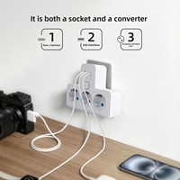 Multiprise intelligente 2500W 100-250V avec 2 ports USB-A et 1 port USB-C, lumière LED, 2 prises et interrupteur principal