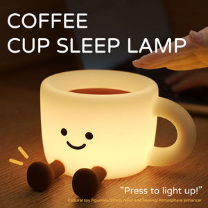 Coffee Cup Silicone Night <b>Light</b> <b>USB</b> <b>Rechargeable</b> LED Kids Bedroom Tap Control Color Changing RGB Dimmable Lamp - Product Image 5