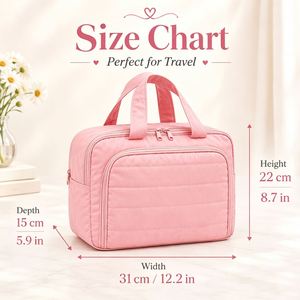 Personalized Name Hand-Carry Quilted <b>Vanity</b> Storage <b>Bag</b>, Bathroom Countertop Cosmetic Organiser & Daily Travel Toiletry Pouch - Product Image 6