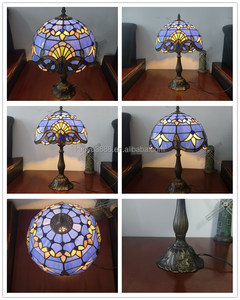 Lámpara de mesa de 12 pulgadas con diseño barroco azul estilo Tiffany para sala de estar, estudio, dormitorio, iluminación y decoración E27 - Product Image 2