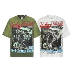 Camiseta de manga corta vintage lavada estilo hip-hop para hombre y mujer, con estampado vintage, ideal para el verano y la moda urbana. - Product Image 2