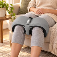 Masseur chauffant sans fil gris pour genoux avec compression d'air, vibration, double chaleur et 4 modes de massage pour les soins des genoux à domicile