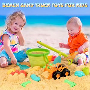 Ensemble <span class=keywords><strong>de</strong></span> 7 jouets <span class=keywords><strong>de</strong></span> <span class=keywords><strong>plage</strong></span> pour enfants, seau pliable en silicone, râteau à long manche, houe, pelle pour <span class=keywords><strong>l</strong></span>'été, jeux en plein air, bac à sable, neige - Product Image 4