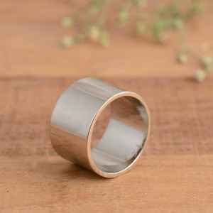 Bague en argent plaqué 925 gravée avec pierre précieuse, 12 mm de large, en acier inoxydable, unisexe, minimaliste, pour mariage, fiançailles, cadeau - Product Image 5