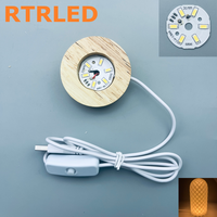 Base de Luz LED USB de 5V y 6CM, Luz Nocturna con Base de Madera Blanca/Cálida para Lámpara de Cristal 3D, Lámpara de Madera 3D, Luz Nocturna USB 3D