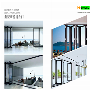 Porte pliante en aluminium à rupture de pont <span class=keywords><strong>thermique</strong></span> robuste, double <span class=keywords><strong>vitrage</strong></span> <span class=keywords><strong>isolant</strong></span>, porte patio bi-pliante pour villa - Product Image 5