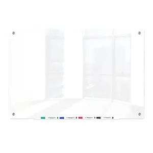 Pure White Magnetic Glass Dry Erase White Board, 6' x 4' Whiteboard, Infinity Frameless Mounting