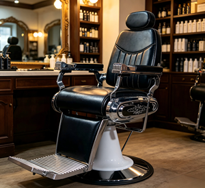 Fauteuil de <span class=keywords><strong>Barbier</strong></span> Édition <span class=keywords><strong>Prestige</strong></span> avec Surpiqûres Contrastées, Colonne Blanche, Hydraulique et Inclinable pour Salon - Product Image 3