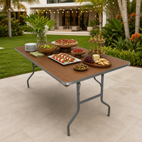 Table rectangulaire pliable moderne avec plateau en bois et pieds en métal, table portable pour événements, réceptions, hôtels