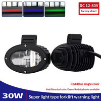 Luz de Advertencia LED de 12-80V, Roja y Azul, Haz de Seguridad para Montacargas, 30W, para Áreas de Peligro en Almacenes, Lámpara Indicadora de Seguridad para Tractores y Camiones