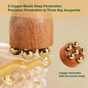 Outil de massage facial Gua Sha en perles de cuivre pour les yeux, réduit les poches et les cernes, brosse pour les méridiens, <span class=keywords><strong>SPA</strong></span> chinois relaxant - Product Image 4