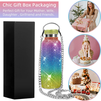 Cadeau personnalisé 17oz 500ml Double paroi en acier inoxydable isolé Bling tasses en strass gobelets avec couvercle pour femmes fille