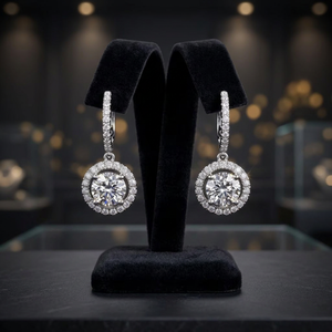 Boucles d'oreilles pendantes rondes scintillantes en cascade pour tenues de soirée haut de gamme - Product Image 2