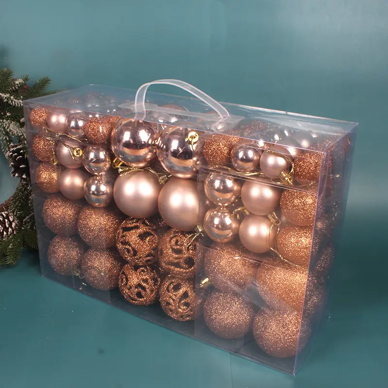 Adornos decorativos de varios colores, decoración de árbol de Navidad transparente y dorada de 6 cm, bola de plástico brillante para Navidad