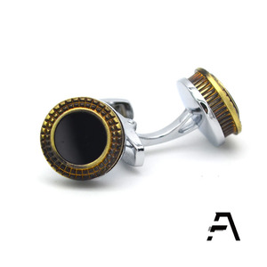 黒アゲイトラウンドメタルカフスボタン東莞ファンシー結婚パーティーアニバーサリービジネスギフト - Product Image 1