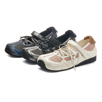 Chaussures simples de mode printemps/été haut de gamme pour femmes, avec nœud, bout carré, style coréen décontracté, respirantes, en cuir véritable, amortissantes