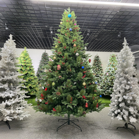 Sapin de Noël artificiel vertical de 7 pieds, de haute qualité, écologique, pré-éclairé par LED, ignifuge, avec base de support