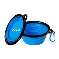 Bol pour chien en silicone de qualité alimentaire avec logo personnalisé, pliable, portable, bol de voyage pour animaux de compagnie, 450 ml, 1000 ml
