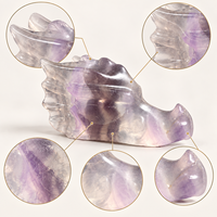 Sculpture en cristal de fluorite en forme de tête de dragon, pierre polie, pour décoration intérieure, collection, cadeau et vente en gros