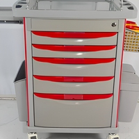 Chariot médical d'urgence moderne à roulettes, chariot d'hôpital en alliage d'aluminium, station de rangement multi-tiroirs pour clinique