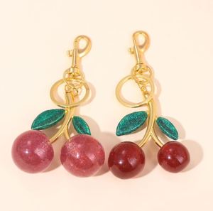 Fashion 3D Red Cherry <b>Key</b> Chain Resin Crystal Flash Cherry Keychain <b>Key</b> <b>Ring</b> Women Bag Accessories Gift - Product Image 4