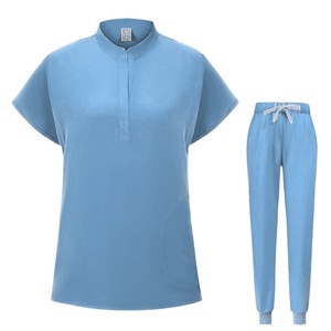 Women Medical Uniform Set Knitted Moisture Wicking Elastic Collar Hospital Work <b>Clothes</b> S XXL - Product Image 5
