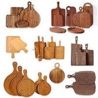 Ensemble de planches à découper en bois d'acacia de qualité supérieure, planches à découper en bois de formes variées avec poignée pour la cuisine, la charcuterie, le fromage, les fruits