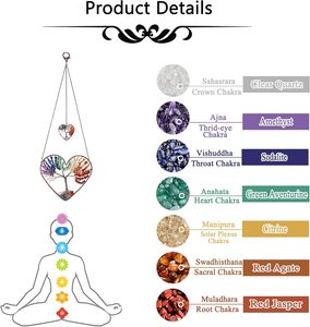 Acchiappasogni con Cuore in Cristallo e Albero della Vita, Campanella a Vento per Decorazione Casa e Auto, Stella Marina - Product Image 2