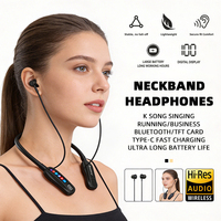 Auriculares Inalámbricos Ergonómicos Premium con Banda para el Cuello, Audio de Alta Resolución, Modo Karaoke, BT6.0, Batería de 100H, Pantalla Digital, ENC, IPX4, Deportivos