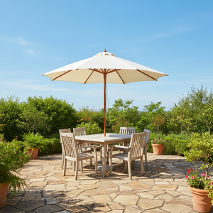 Sombrilla Moderna de Madera para Jardín o <span class=keywords><strong>Patio</strong></span> con Poste Recto de 1.5m de Diámetro para Uso en Exteriores y Playa - Product Image 1