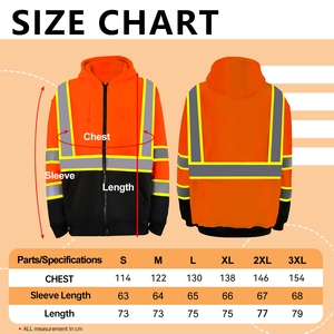 Sweat-shirt <span class=keywords><strong>de</strong></span> sécurité certifié CE classe 2 ANSI printemps/automne avec bandes réfléchissantes, fermeture éclair, doublure polaire, vêtements <span class=keywords><strong>de</strong></span> sécurité chauds - Product Image 6