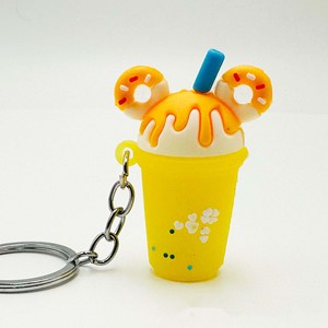 Drôle mignon thé au lait porte-clés 3D PVC crème glacée porte-clés pendentif mode arc-en-ciel fraise crème glacée tasse lait thé porte-clés - Product Image 3