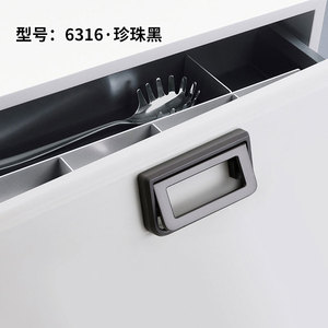 Drawer <b>Handle</b> 6316 Pearl <b>Black</b> Zinc Alloy Minimalist Design For Furniture Cabinet Hardware Easy Installation - Product Image 1