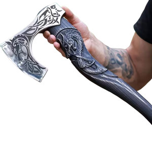 2026 High Quality Steel Embossed Head <b>Viking</b> <b>Axe</b> Hunting & Camping <b>Axe</b> With Wood Handle and Damascus Steel <b>Viking</b> <b>Axe</b> - Product Image 4