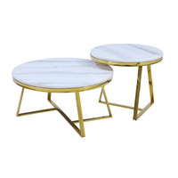 Vente en gros d'ensemble de table basse ronde en marbre à la mode, côté réglable pour la maison, hôtel ou atelier, meubles de salle à manger